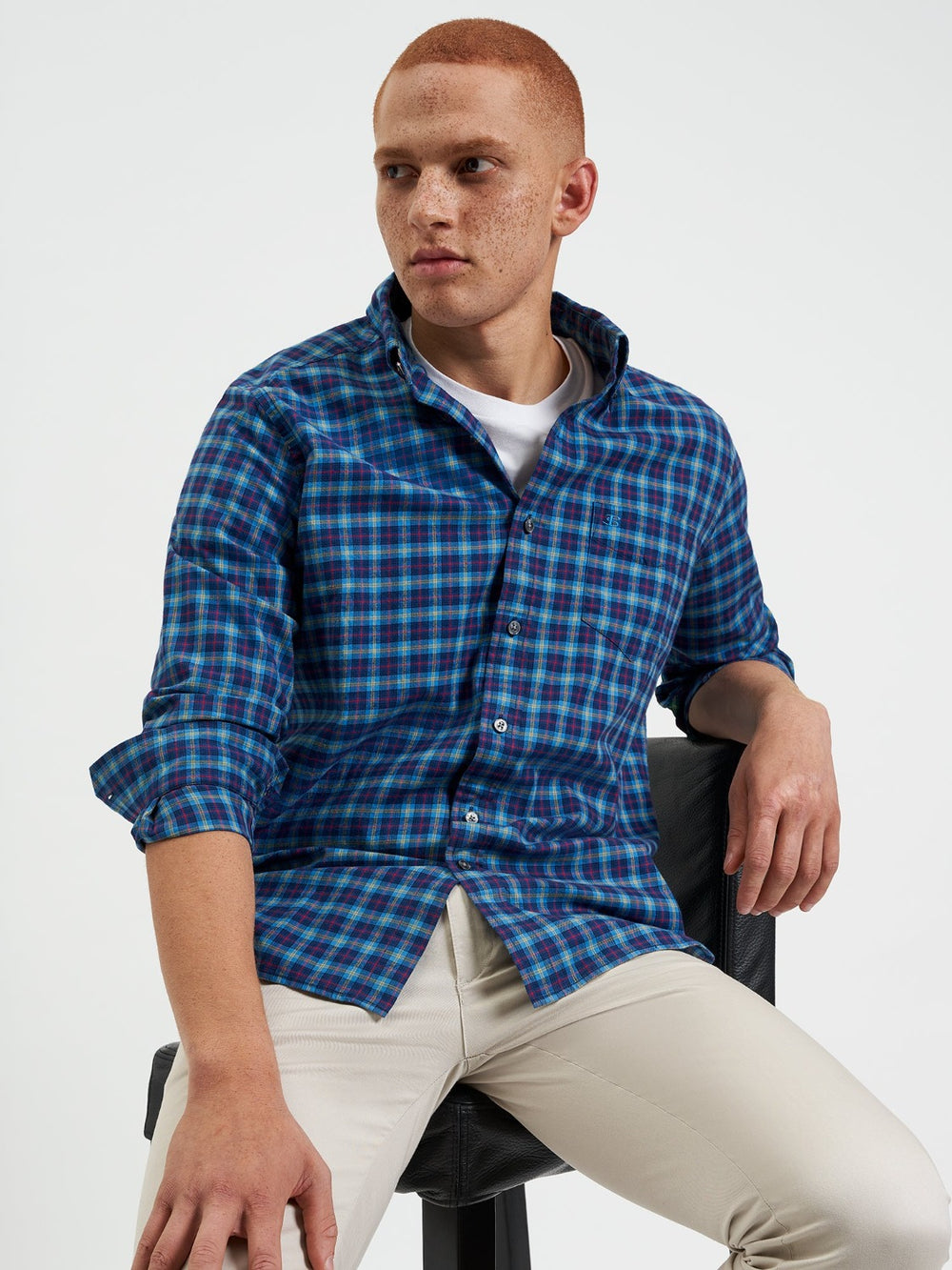 Ben Sherman House Tartan Twill Shirts Navy | QYAR10523