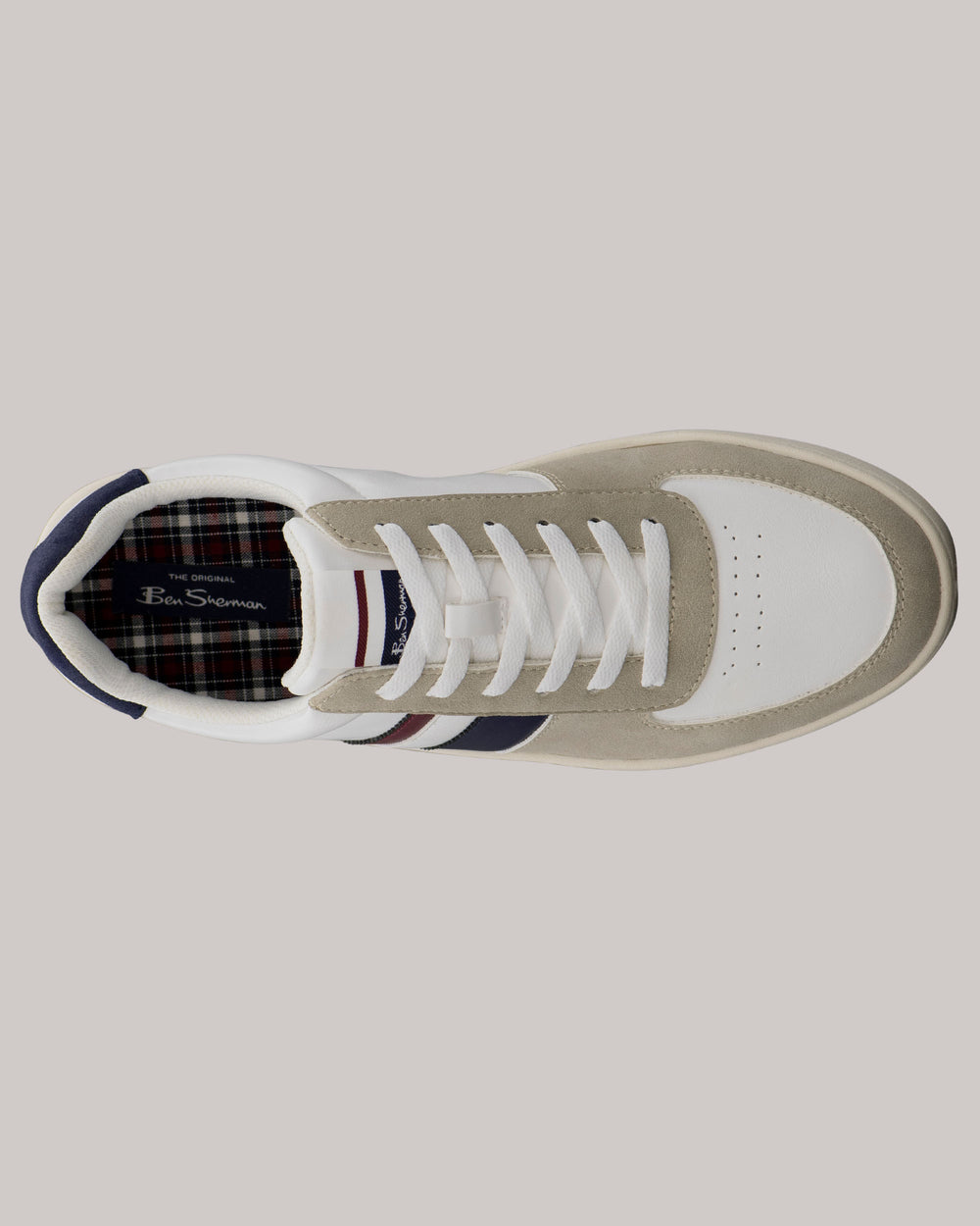 Ben Sherman Hyde Navy Stripe Sneakers White | FUOZ81702