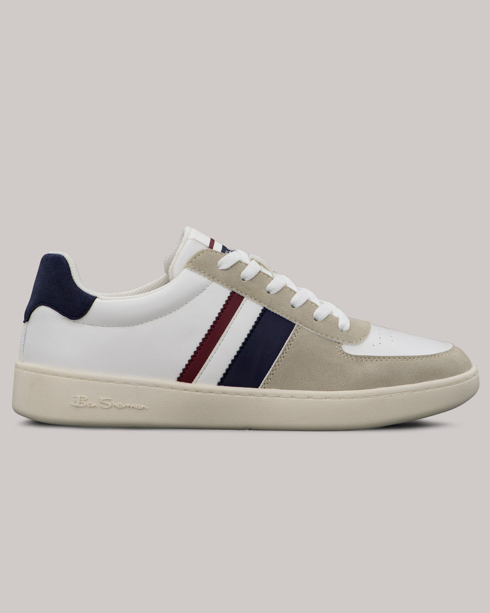 Ben Sherman Hyde Navy Stripe Sneakers White | FUOZ81702