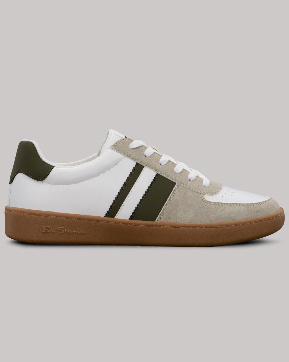 Ben Sherman Hyde Olive Stripe Sneakers White | TNEQ10923