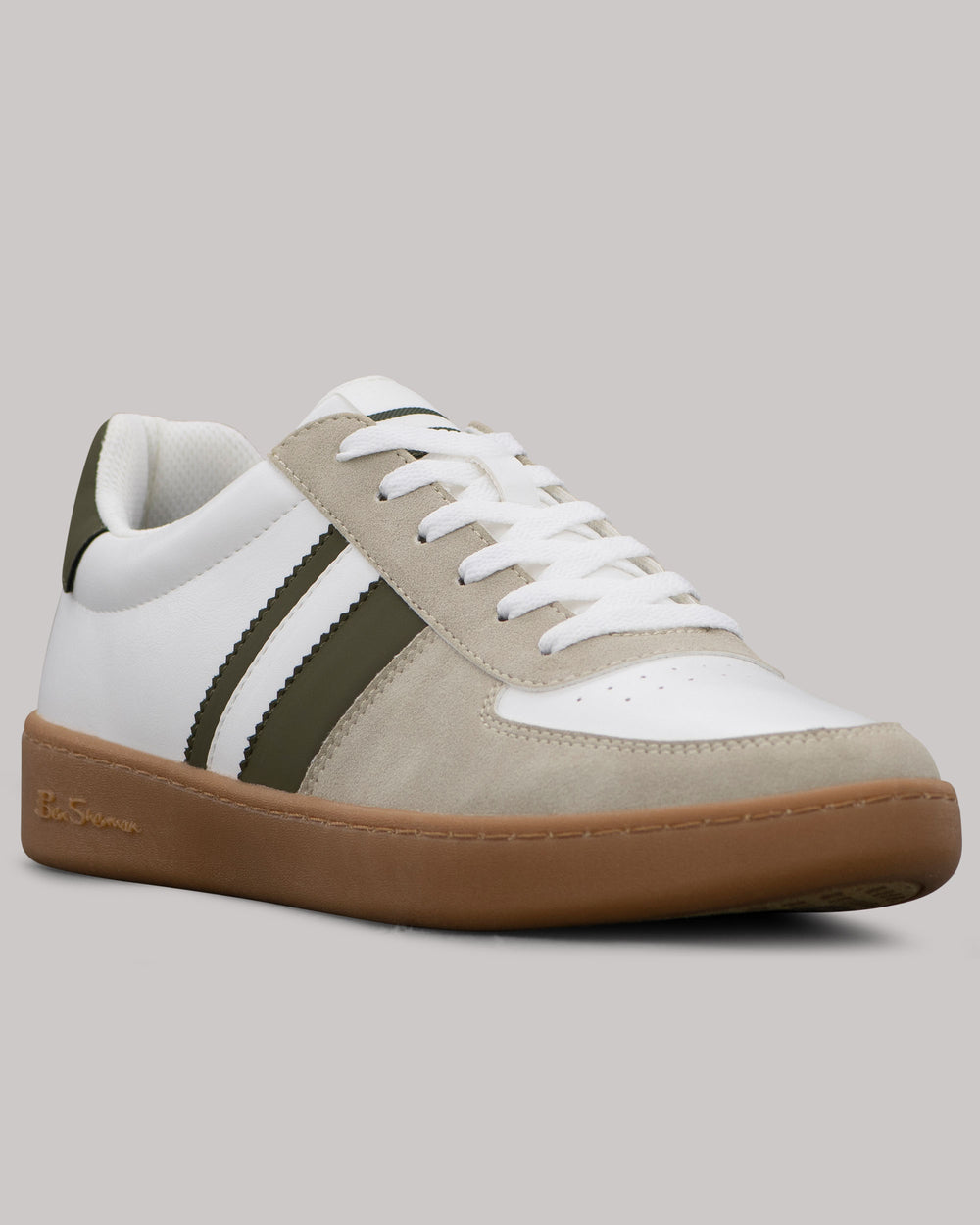 Ben Sherman Hyde Olive Stripe Sneakers White | TNEQ10923