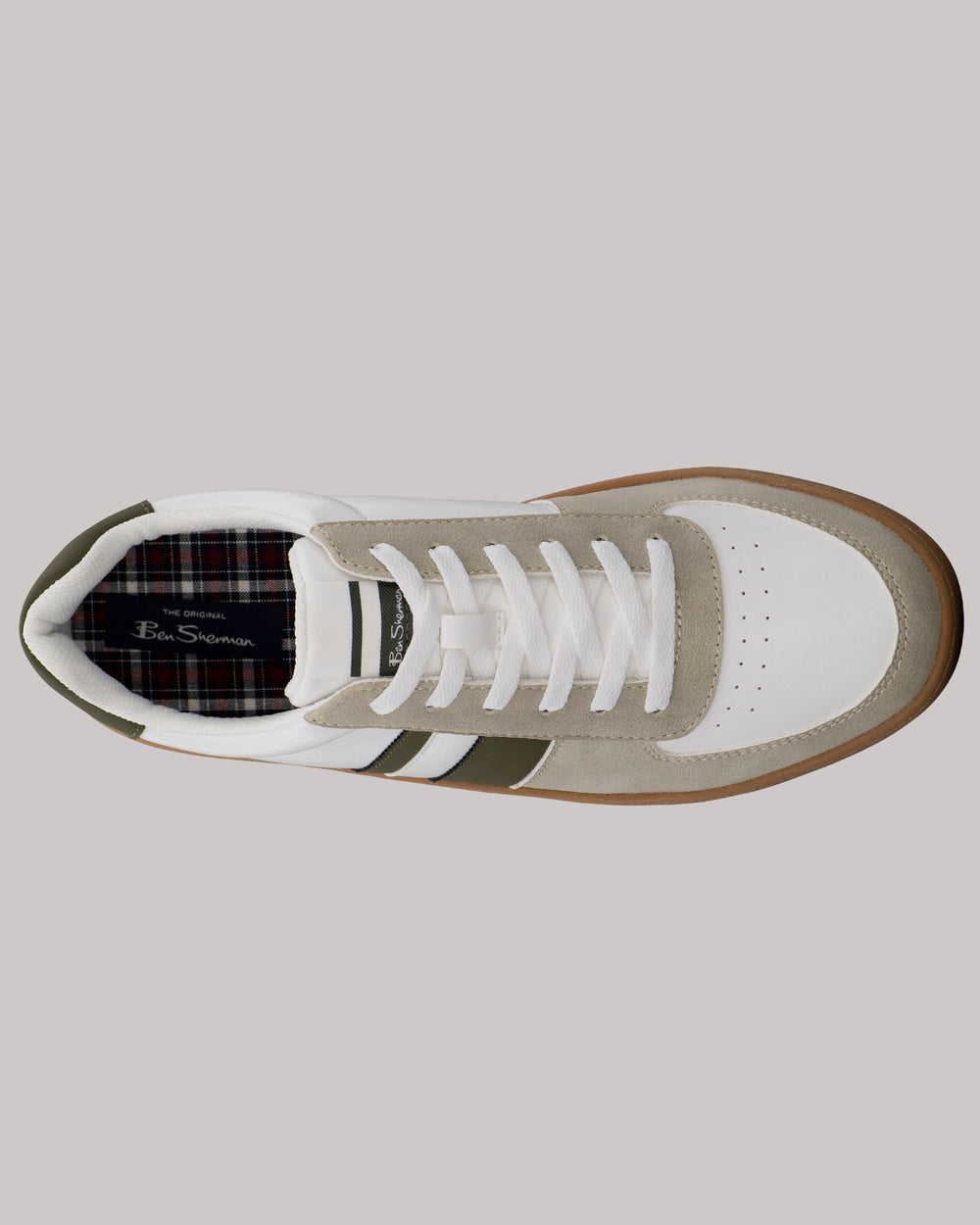 Ben Sherman Hyde Olive Stripe Sneakers White | TNEQ10923