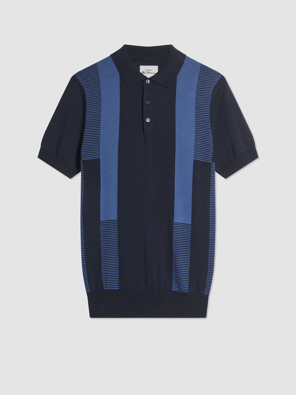 Ben Sherman Intarsia Stripe Polo Neck Sweaters Navy | AKXE72081