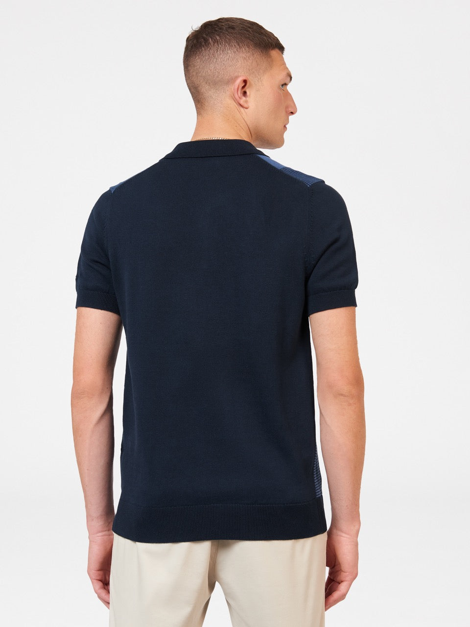 Ben Sherman Intarsia Stripe Polo Neck Sweaters Navy | AKXE72081