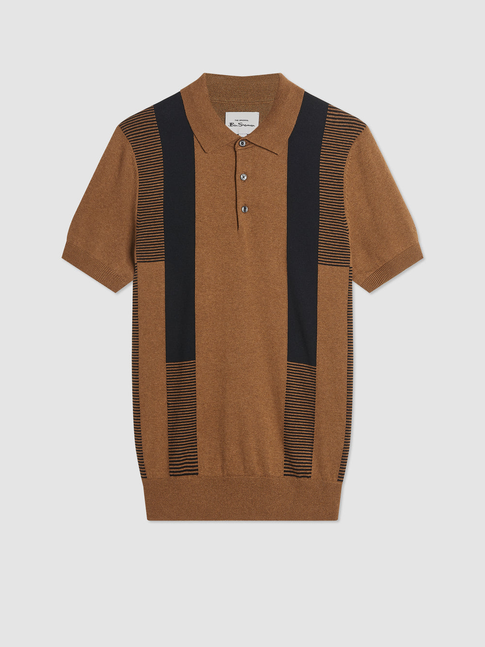 Ben Sherman Intarsia Stripe Polo Neck Sweaters Brown | ICMT74695