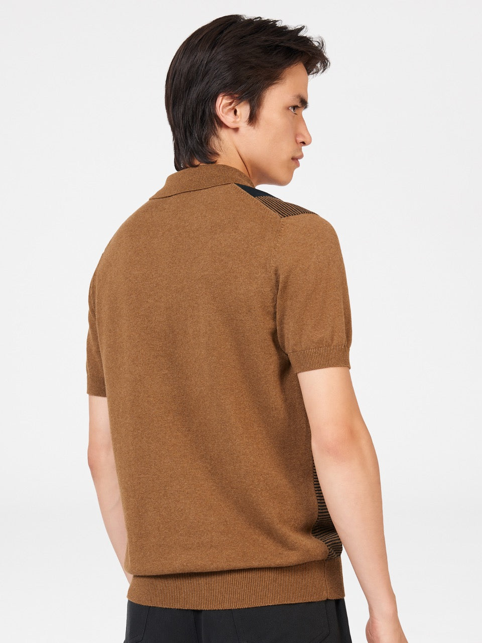 Ben Sherman Intarsia Stripe Polo Neck Sweaters Brown | ICMT74695