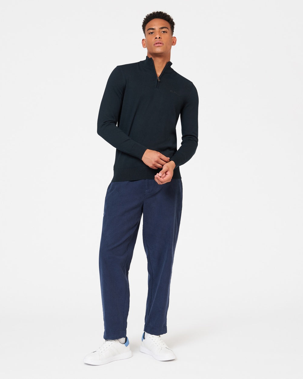 Ben Sherman Merino Half-Zip Knitwear Black | DKHE97624