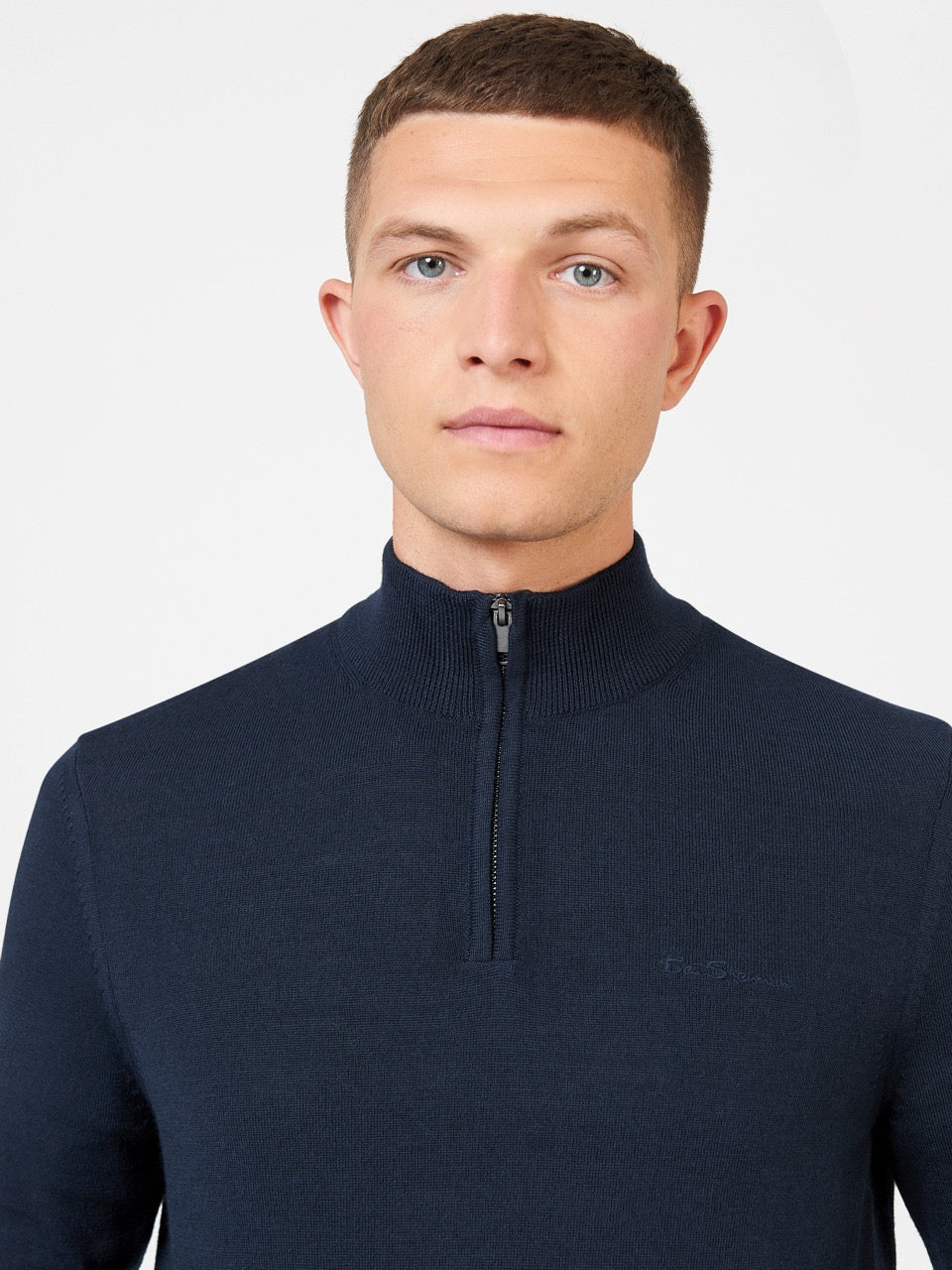 Ben Sherman Merino Half-Zip Knitwear Navy | JSAT31849