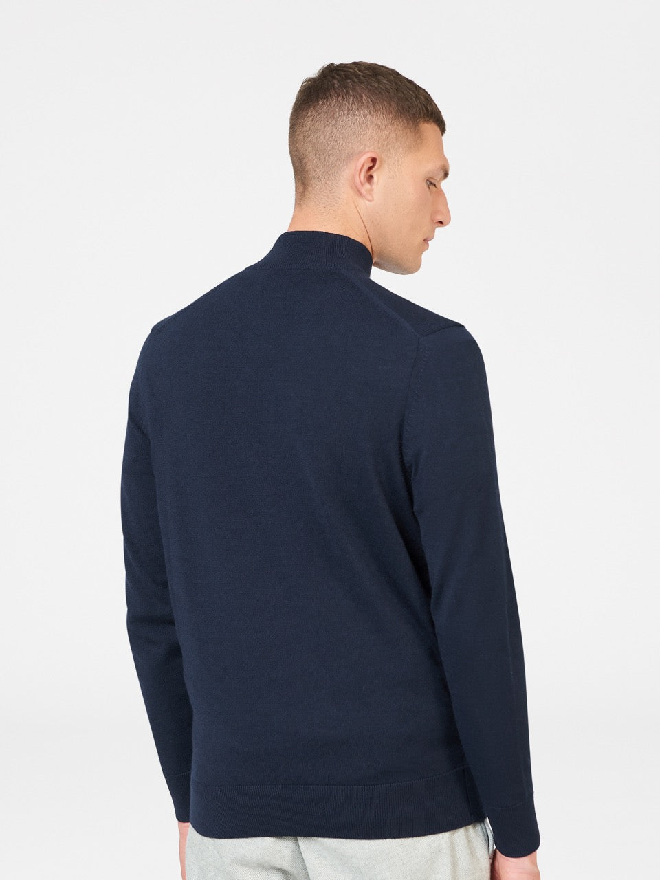 Ben Sherman Merino Half-Zip Knitwear Navy | JSAT31849