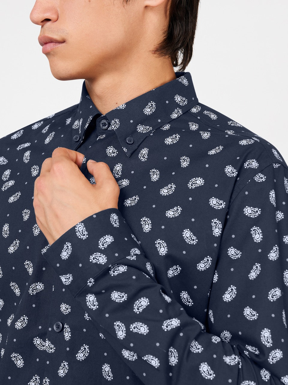 Ben Sherman Micro Paisley Shirts Navy | MDHZ60354