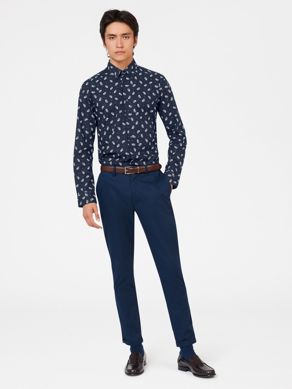 Ben Sherman Micro Paisley Shirts Navy | MDHZ60354