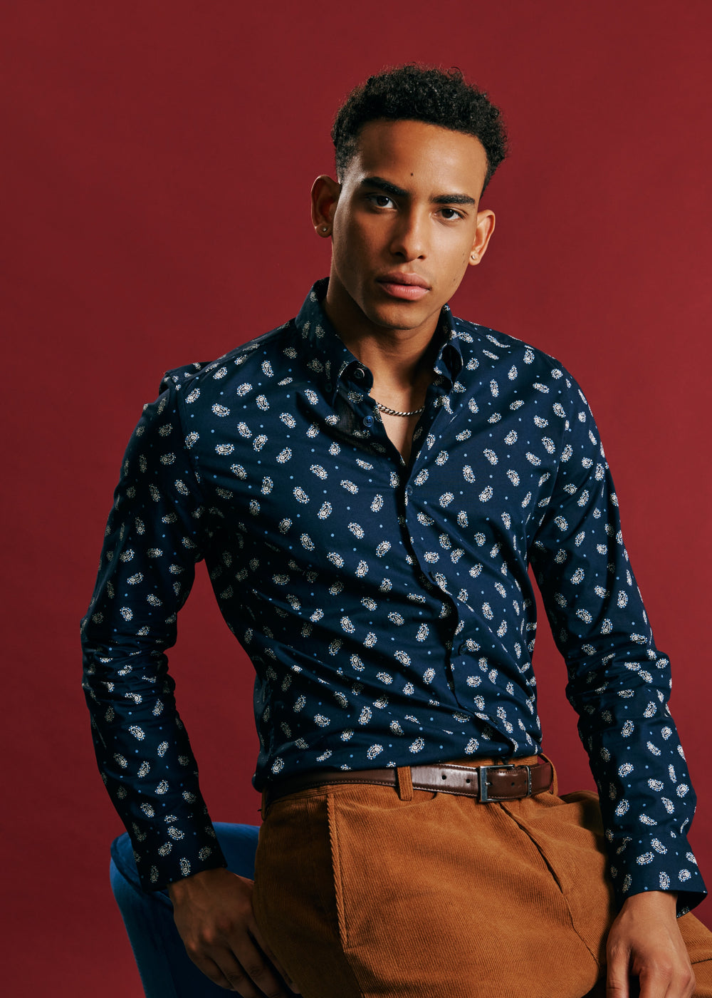 Ben Sherman Micro Paisley Shirts Navy | MDHZ60354