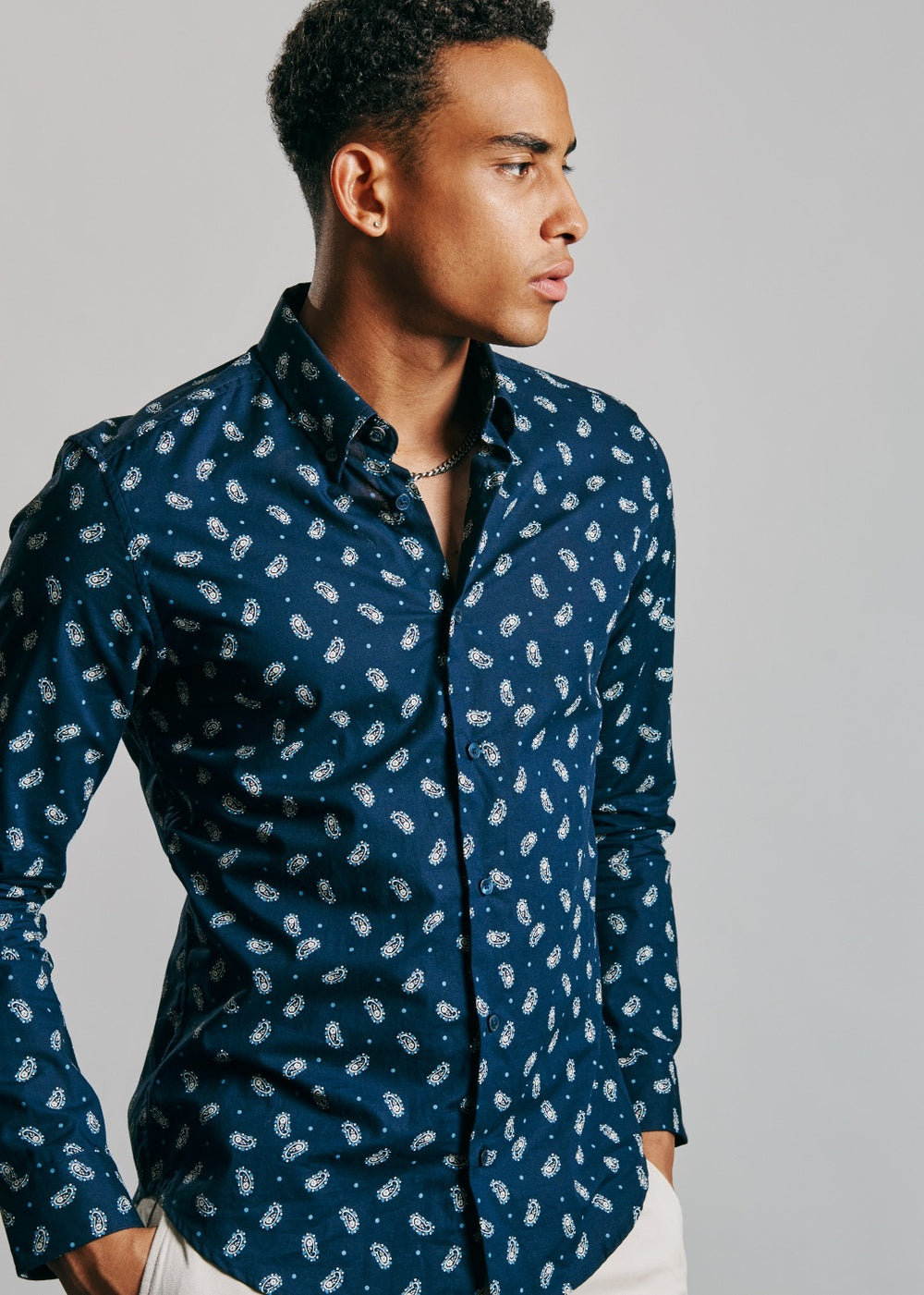 Ben Sherman Micro Paisley Shirts Navy | MDHZ60354