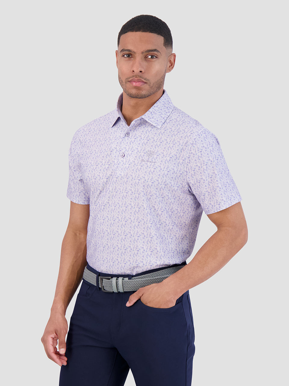 Ben Sherman Mini Guitar Tech Jersey Sports Fit Polo Shirts Purple | TBIZ14962