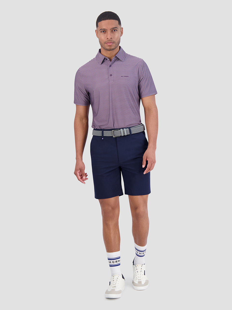 Ben Sherman Mini Stripes Tech Jersey Sports Fit Polo Shirts Purple | PCFT81406