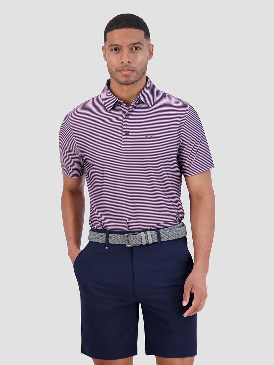 Ben Sherman Mini Stripes Tech Jersey Sports Fit Polo Shirts Purple | PCFT81406