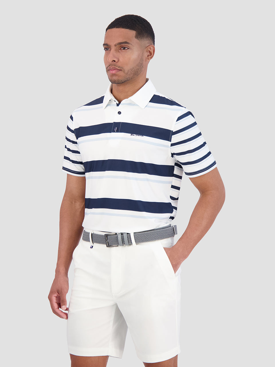 Ben Sherman Mixed Mod Stripes Tech Jersey Sports Fit Polo Shirts Blue | NBCQ09726