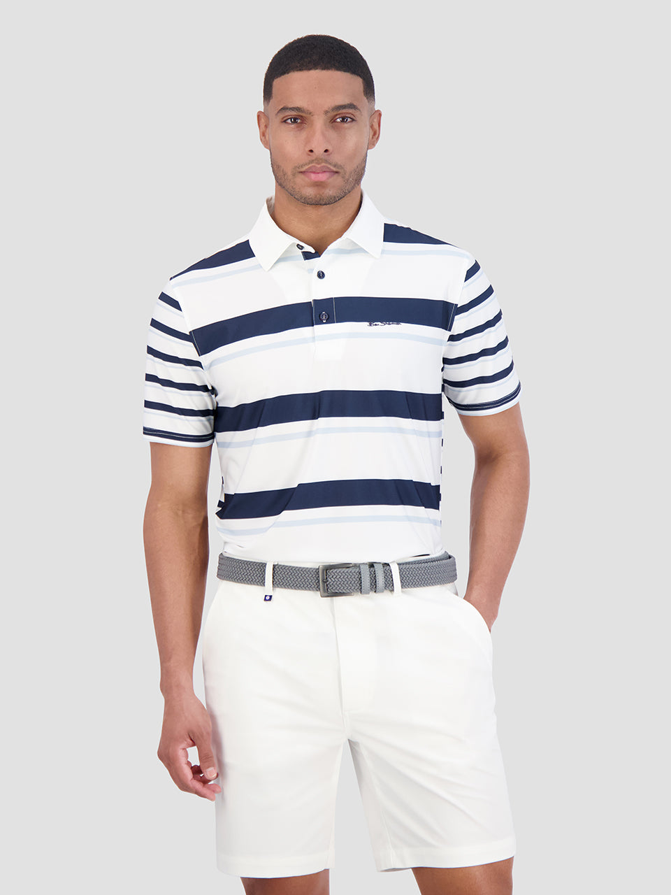 Ben Sherman Mixed Mod Stripes Tech Jersey Sports Fit Polo Shirts Blue | NBCQ09726