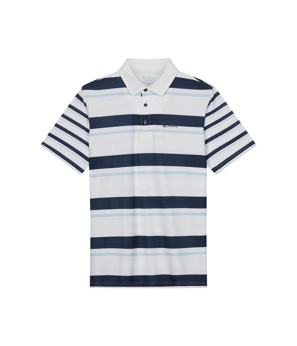 Ben Sherman Mixed Mod Stripes Tech Jersey Sports Fit Polo Shirts Blue | NBCQ09726