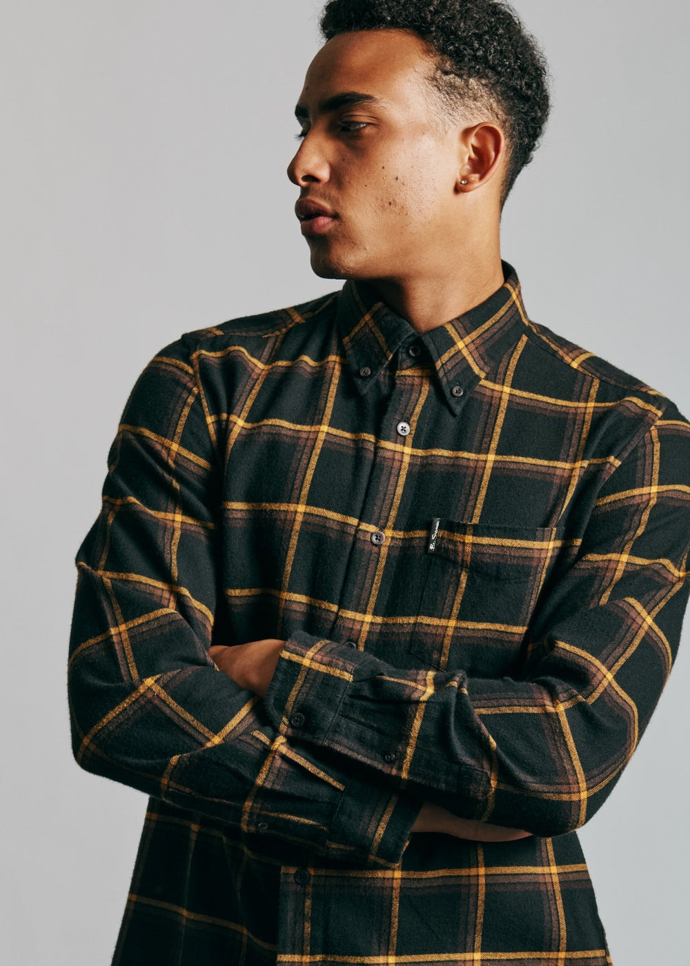 Ben Sherman Oversized Brushed Check Shirts Black | HDZI29518