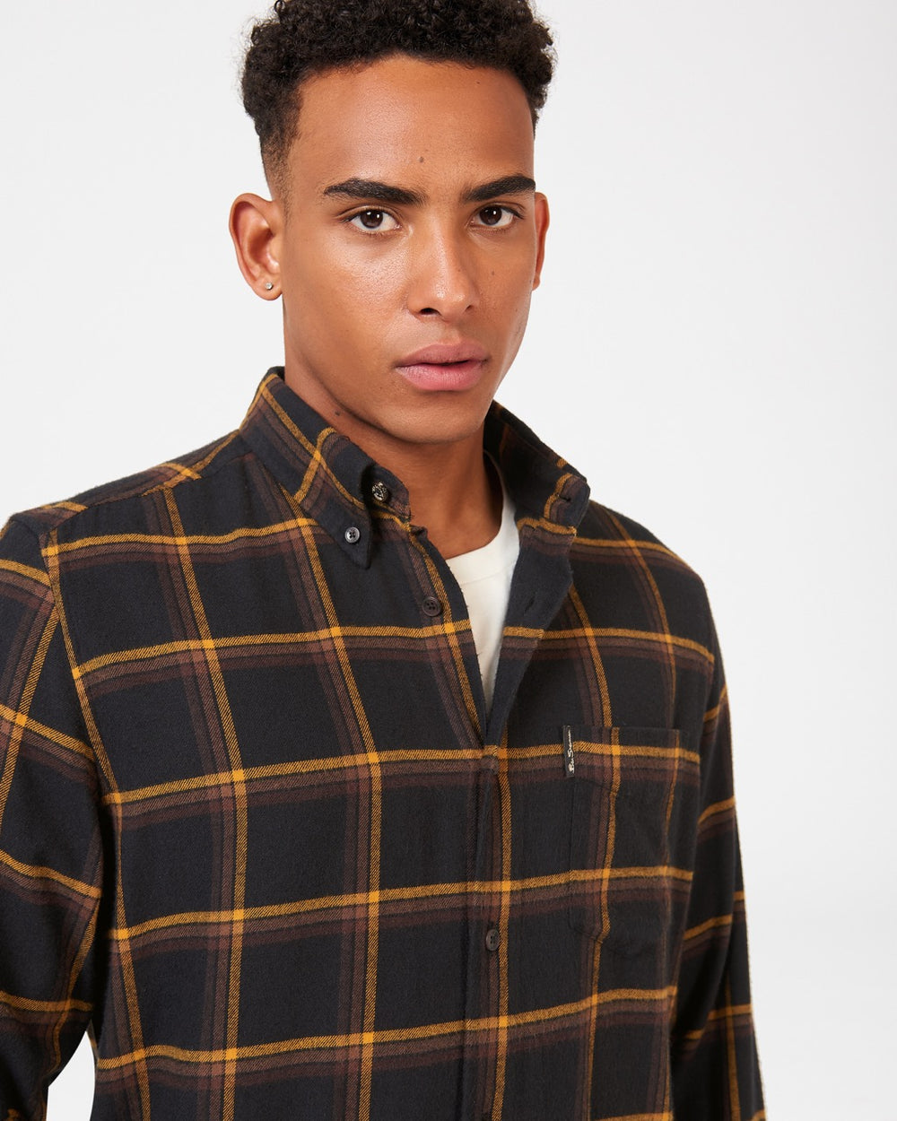 Ben Sherman Oversized Brushed Check Shirts Black | HDZI29518