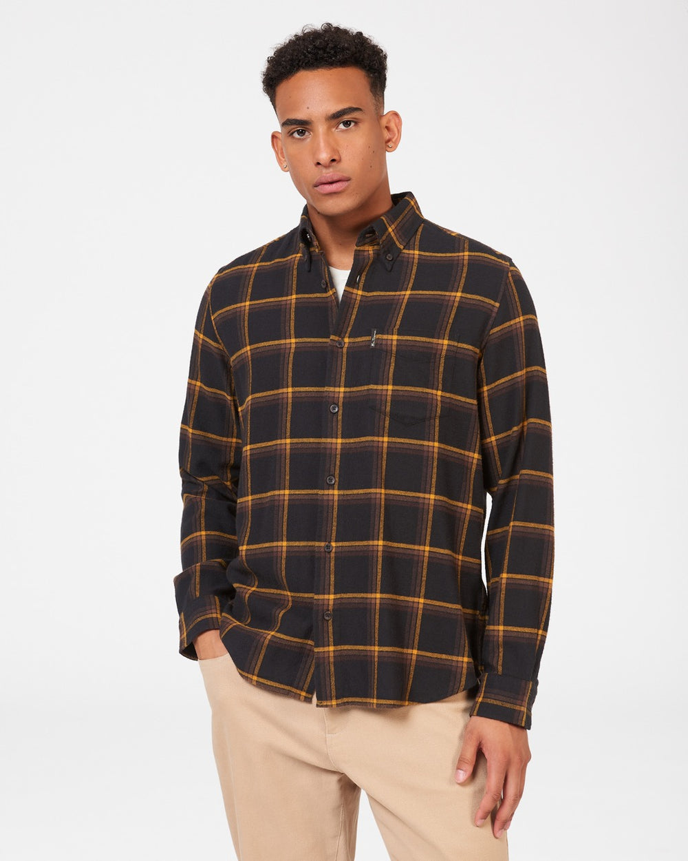 Ben Sherman Oversized Brushed Check Shirts Black | HDZI29518