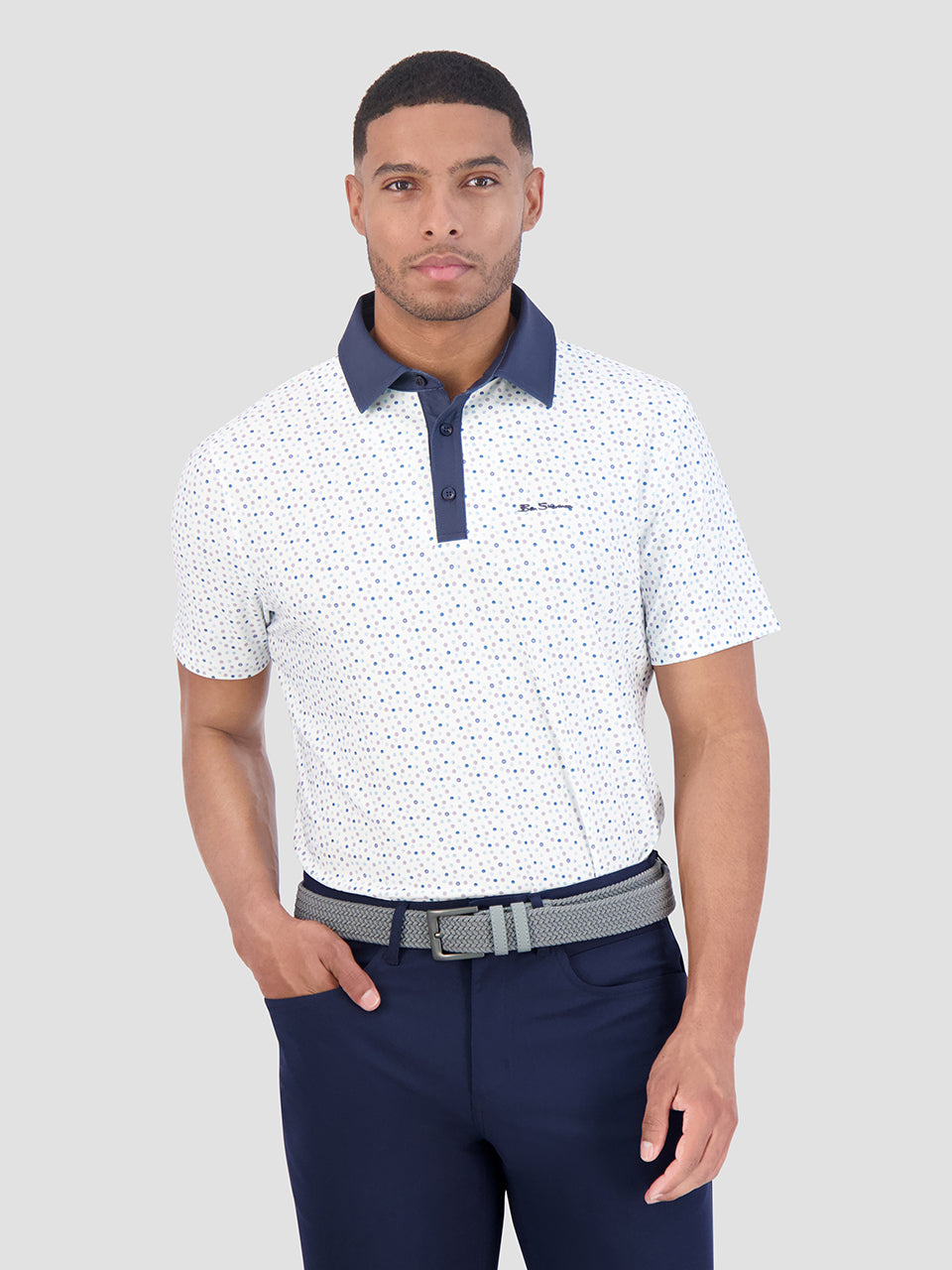 Ben Sherman Polka Dots Tech Jersey Sports Fit Polo Shirts White | QMGX39164