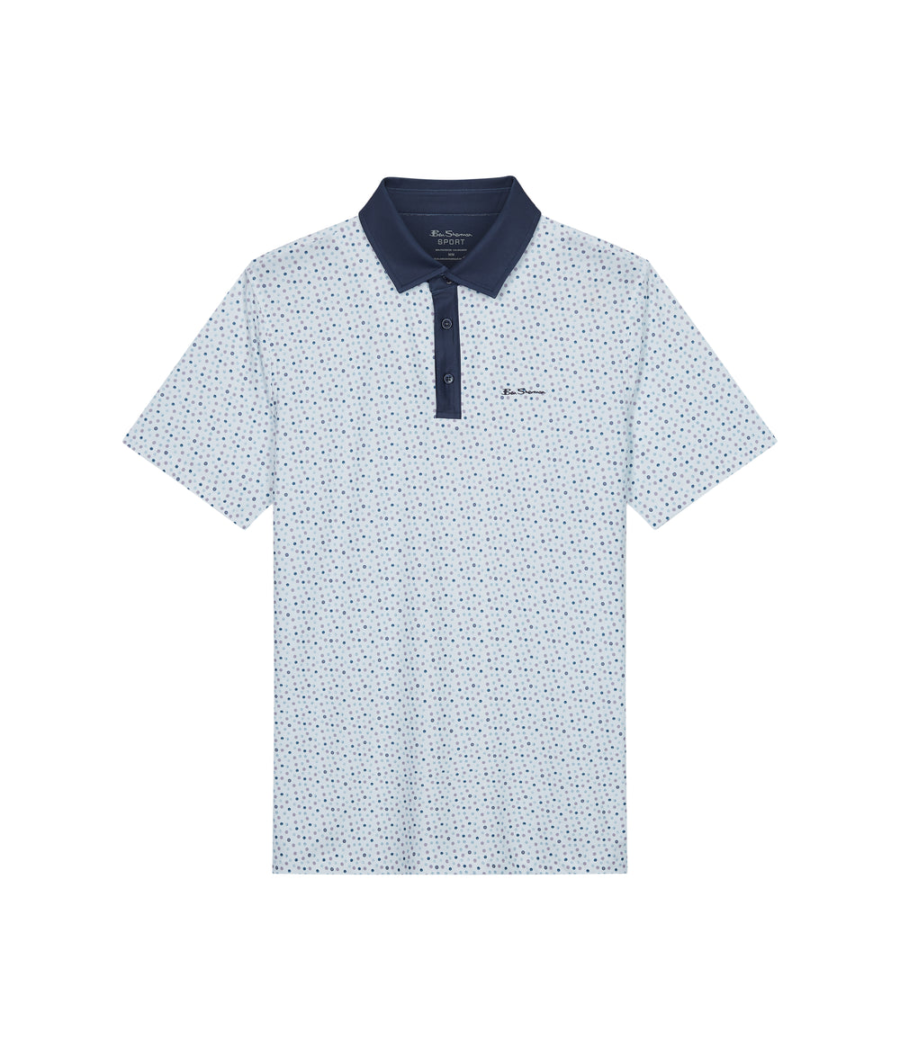 Ben Sherman Polka Dots Tech Jersey Sports Fit Polo Shirts White | QMGX39164