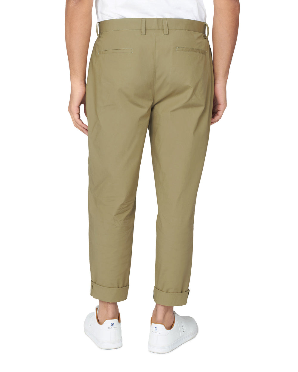 Ben Sherman Poplin Relaxed-Taper Pleated Pants Olive | VKUT17028