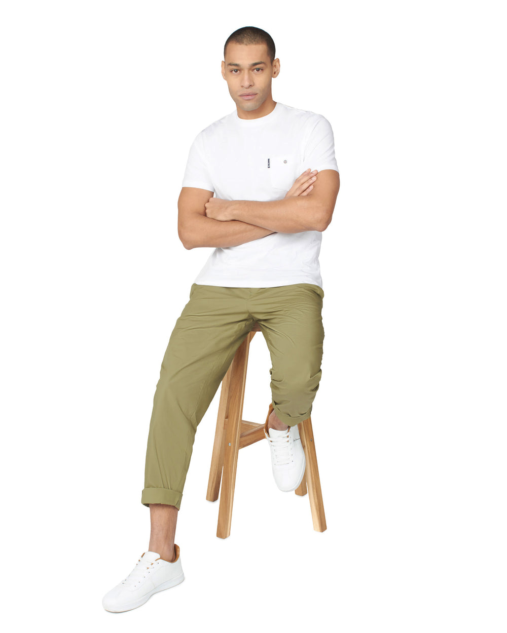 Ben Sherman Poplin Relaxed-Taper Pleated Pants Olive | VKUT17028