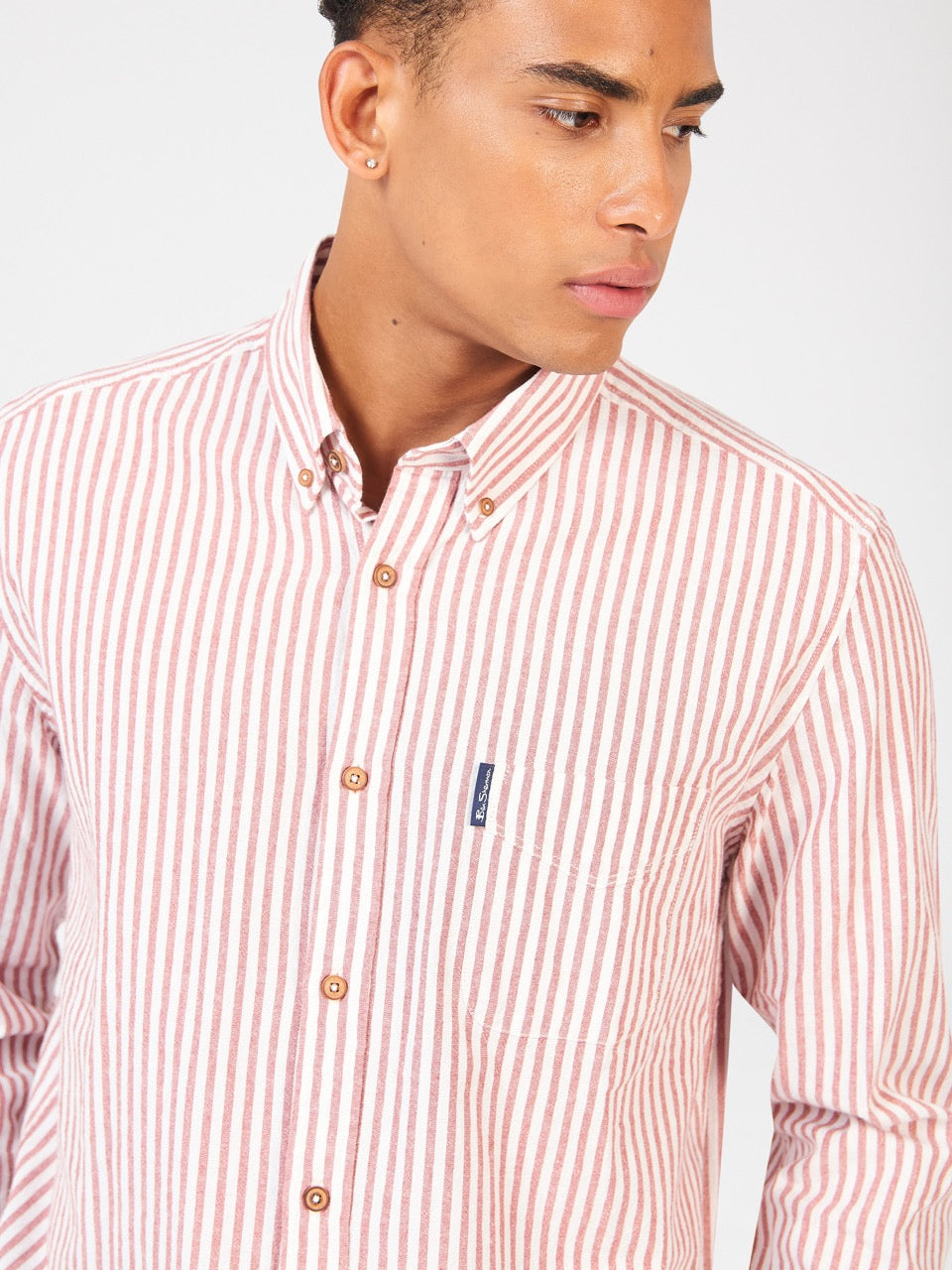 Ben Sherman Recycled Cotton Oxford Stripe Shirts Orange | BGPE45138