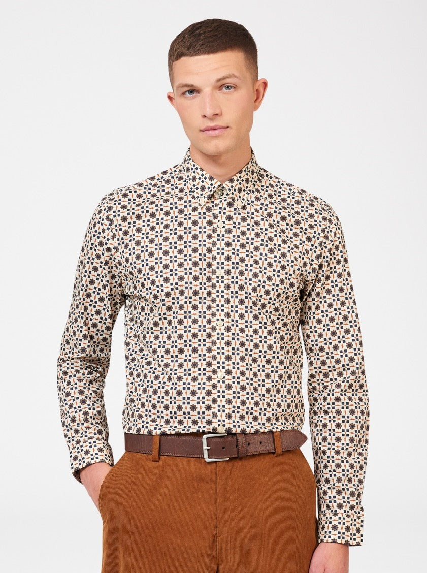 Ben Sherman Retro Foulard Print Slim Fit Shirts Brown | BCIW38942