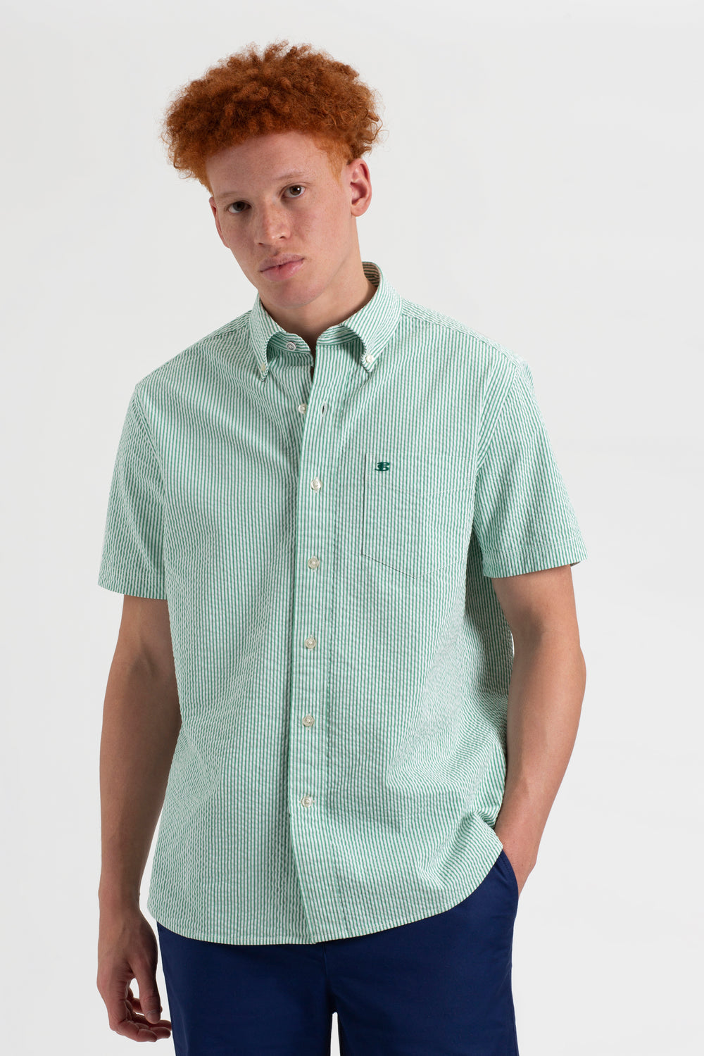 Ben Sherman Seersucker Bengal Stripe Shirts Green | MQXC09573