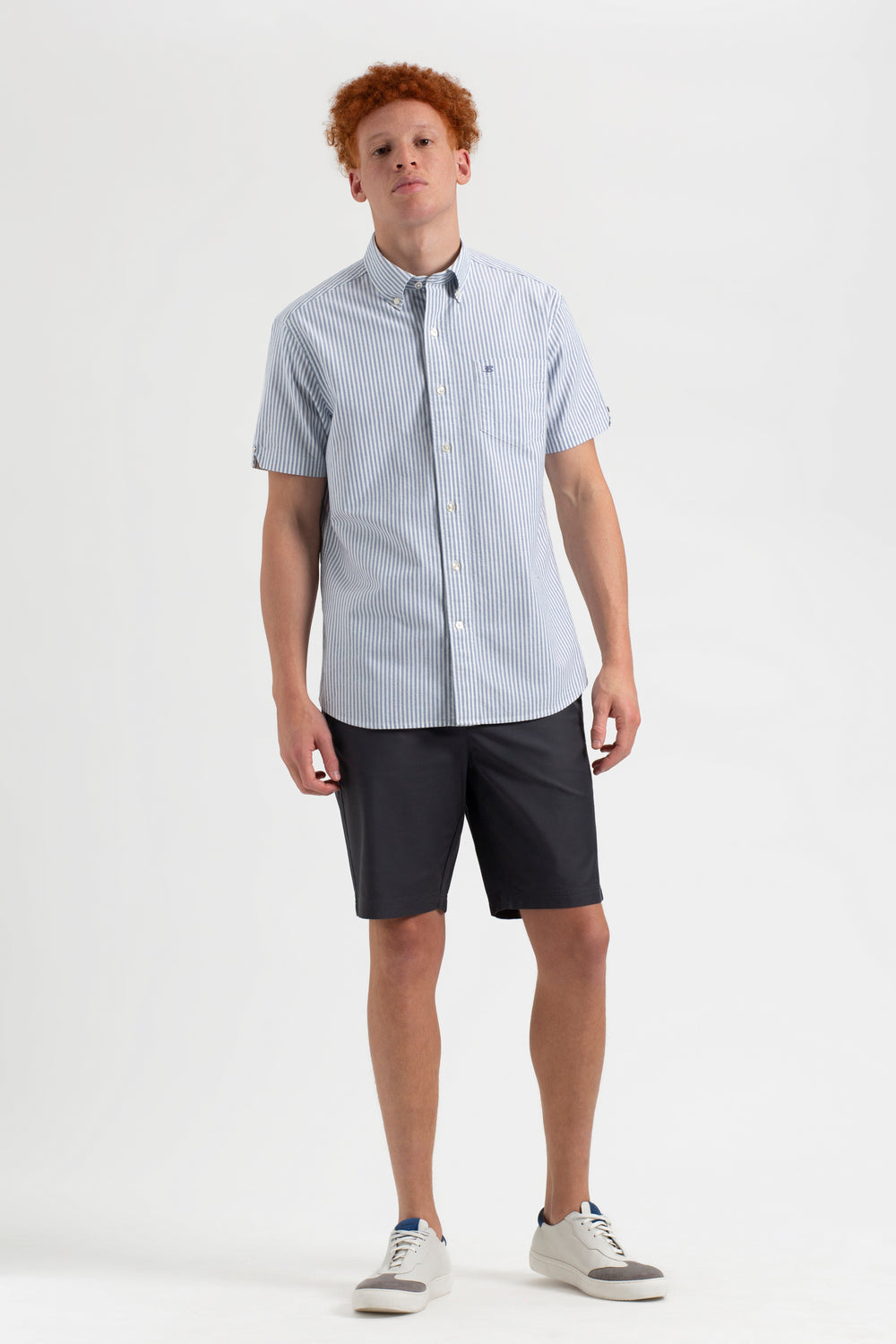 Ben Sherman Short Sleeve Brighton Oxford Organic Bengal Stripe Shirts Indigo Stripes | ZJKX10953