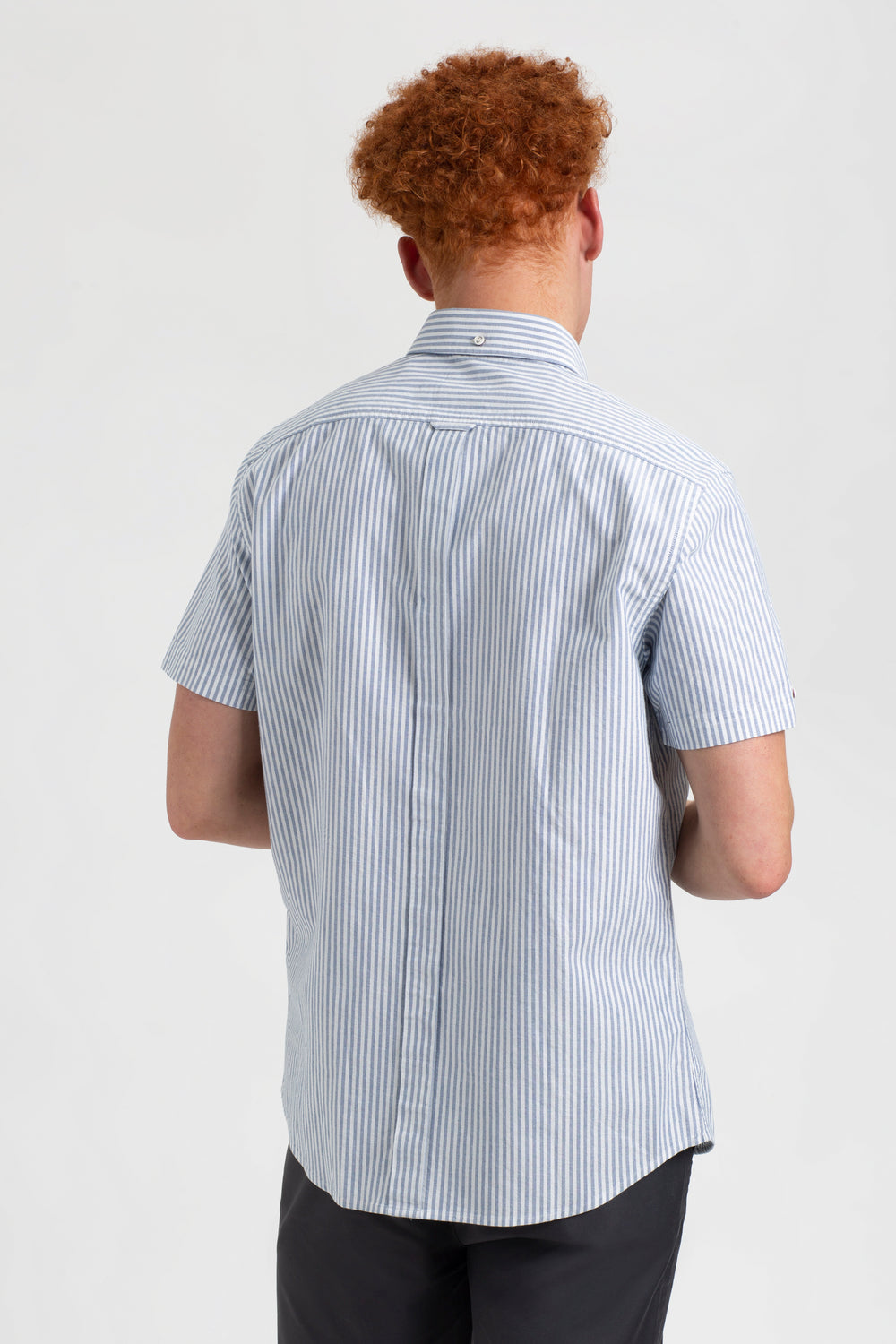 Ben Sherman Short Sleeve Brighton Oxford Organic Bengal Stripe Shirts Indigo Stripes | ZJKX10953