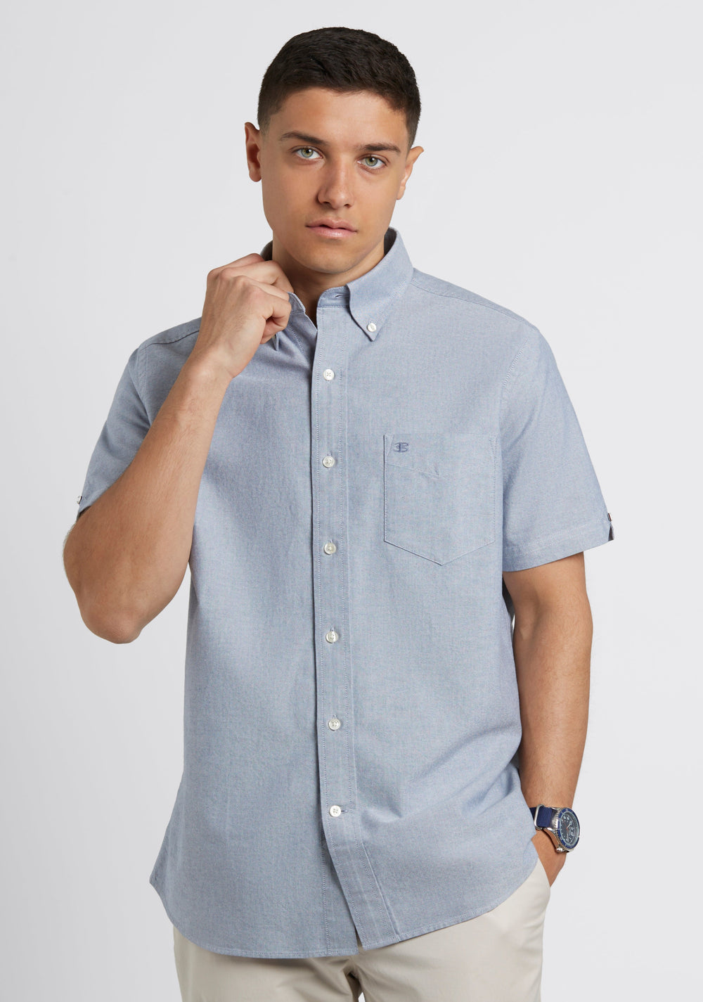 Ben Sherman Short Sleeve Brighton Oxford Organic Shirts Navy | TDBP69127