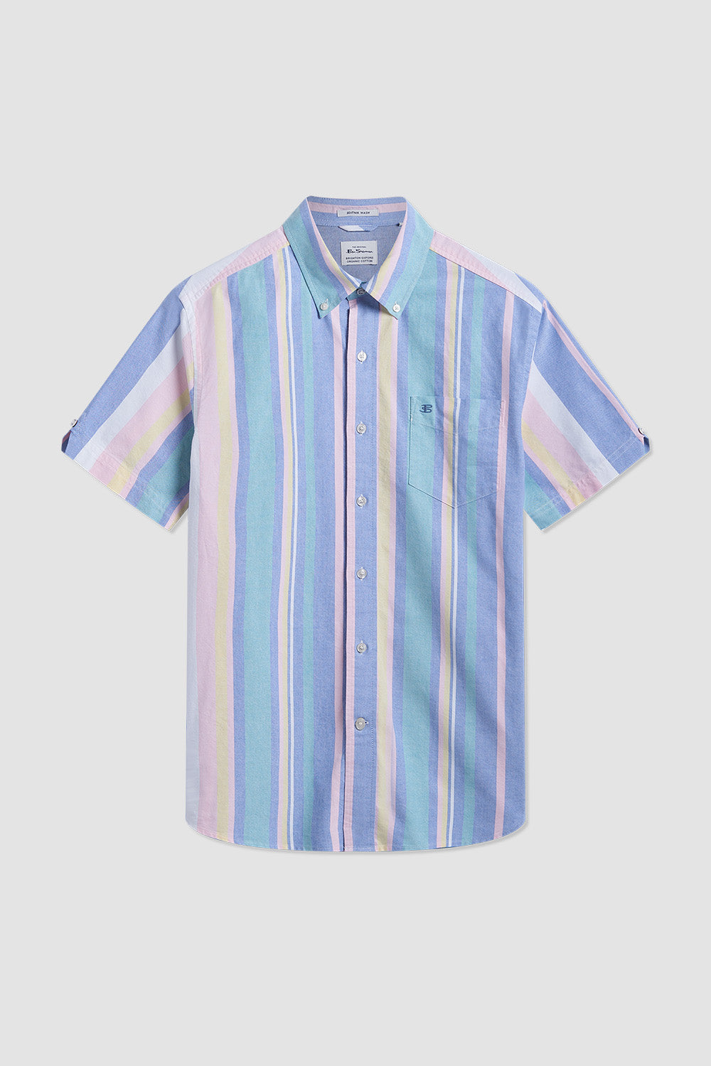 Ben Sherman Short Sleeve Brighton Oxford Organic Stripe Shirts Multicolor Stripes | QSMI07135