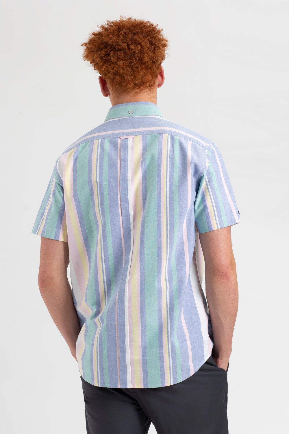 Ben Sherman Short Sleeve Brighton Oxford Organic Stripe Shirts Multicolor Stripes | QSMI07135