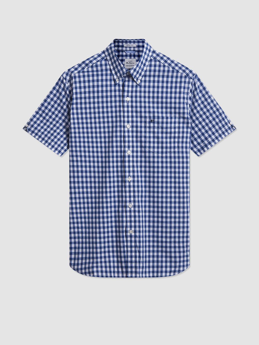 Ben Sherman Short Sleeve House Poplin Gingham Shirts Navy / Olive | OQGN27408