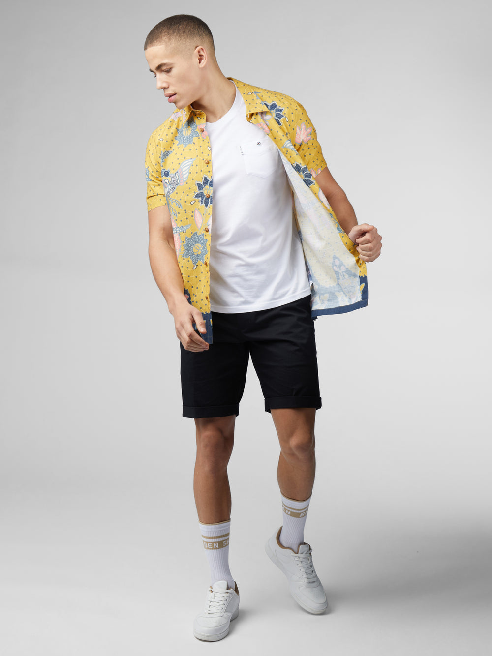 Ben Sherman Signature Abstract Botanical Print Shirts Yellow | WJZX12893