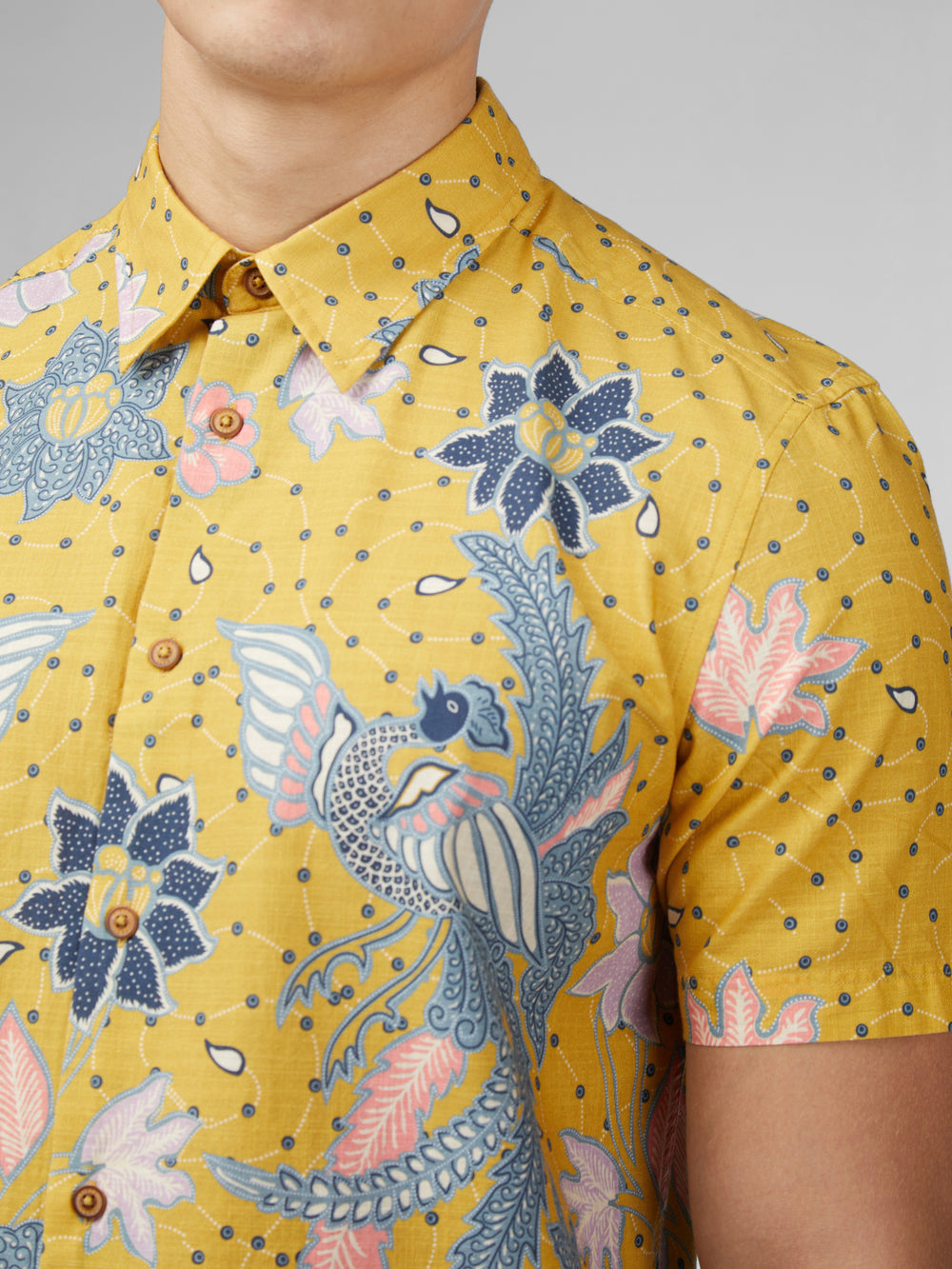 Ben Sherman Signature Abstract Botanical Print Shirts Yellow | WJZX12893