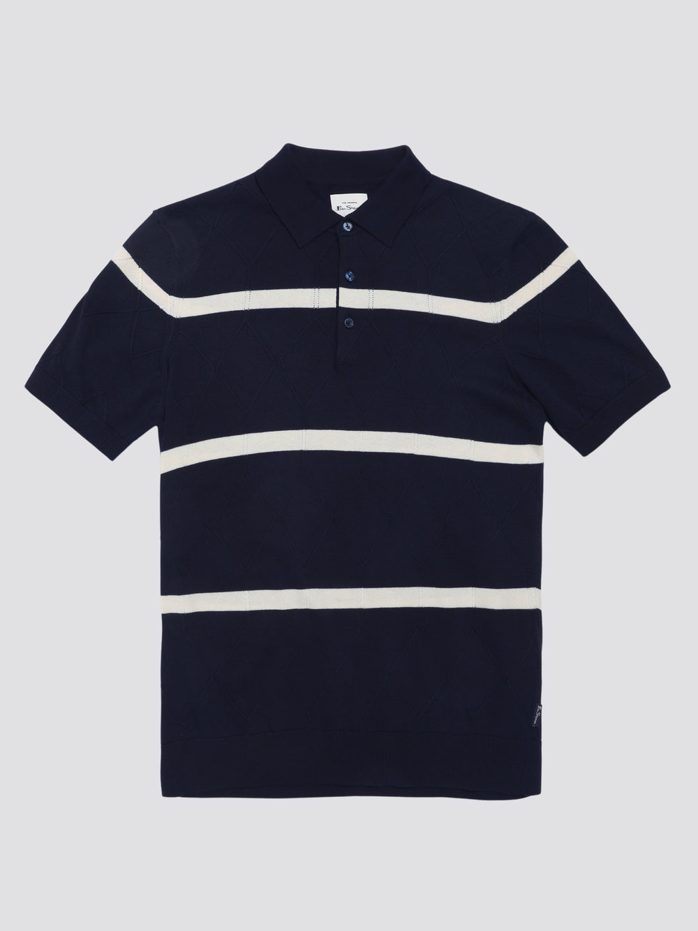 Ben Sherman Signature Argyle Stripe Polo Knitwear Navy | IBJE36401