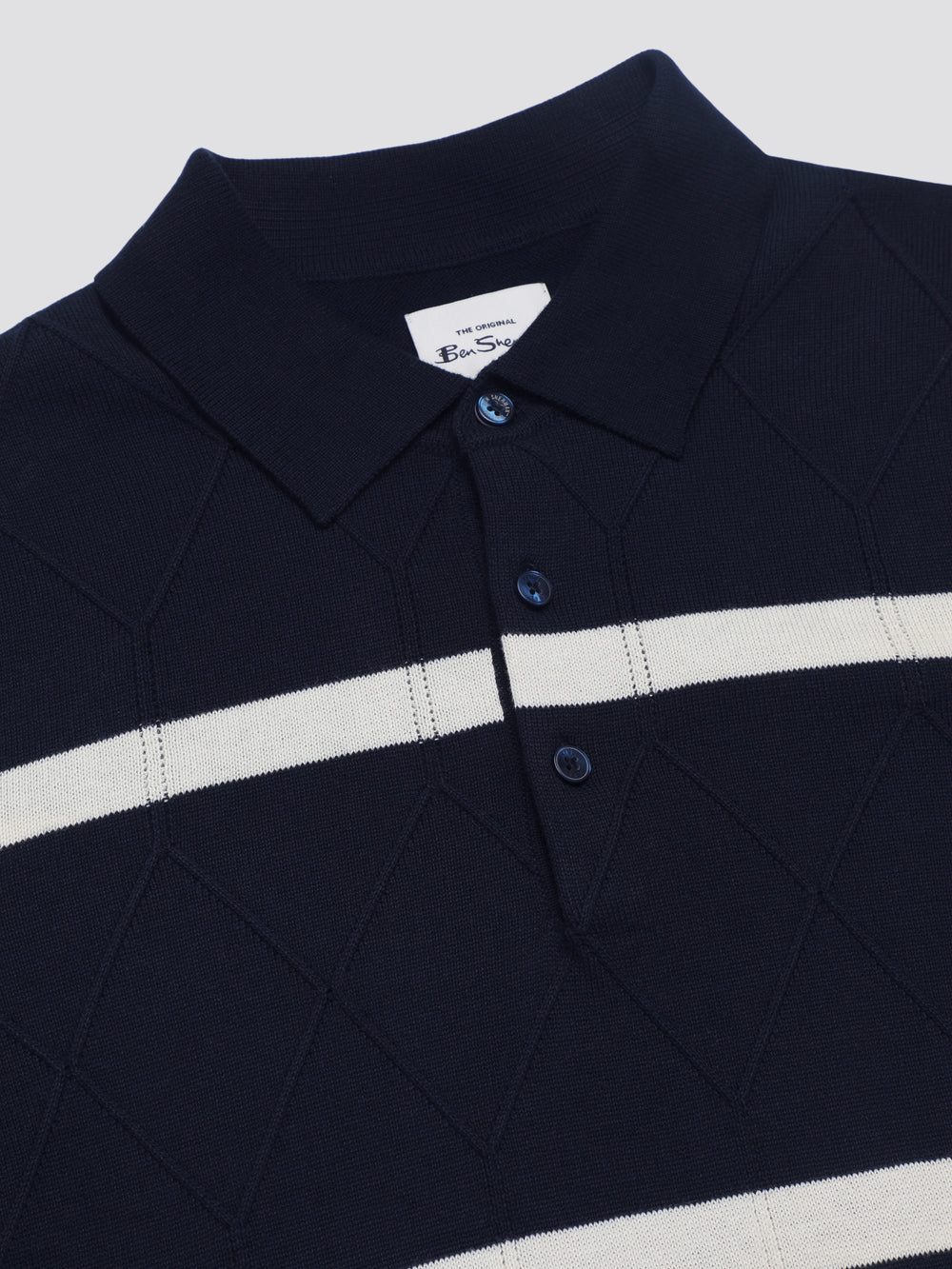 Ben Sherman Signature Argyle Stripe Polo Knitwear Navy | IBJE36401