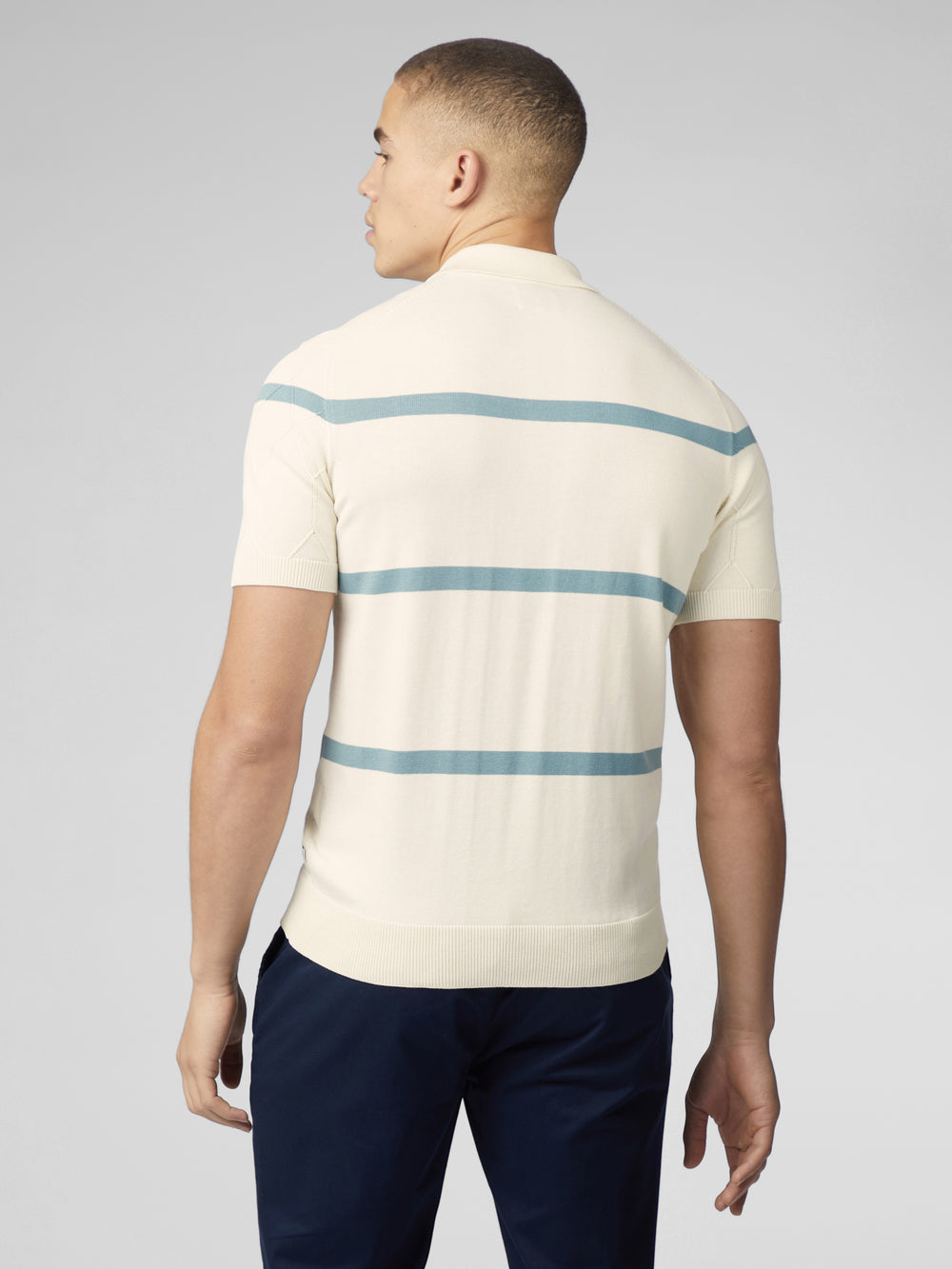 Ben Sherman Signature Argyle Stripe Polo Knitwear White | FLTU36172