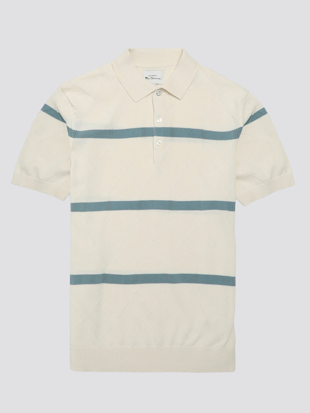 Ben Sherman Signature Argyle Stripe Polo Knitwear White | FLTU36172