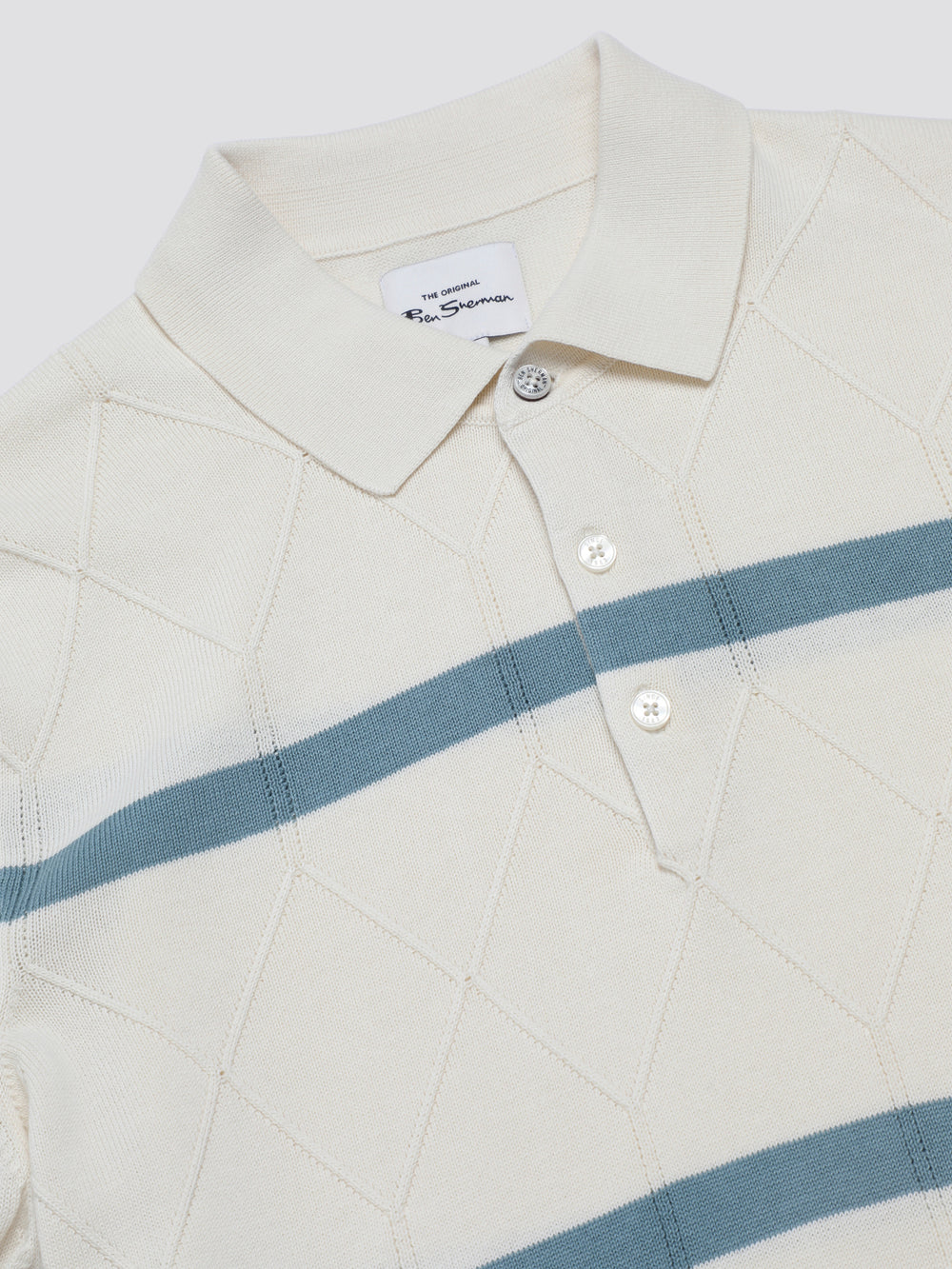 Ben Sherman Signature Argyle Stripe Polo Knitwear White | FLTU36172