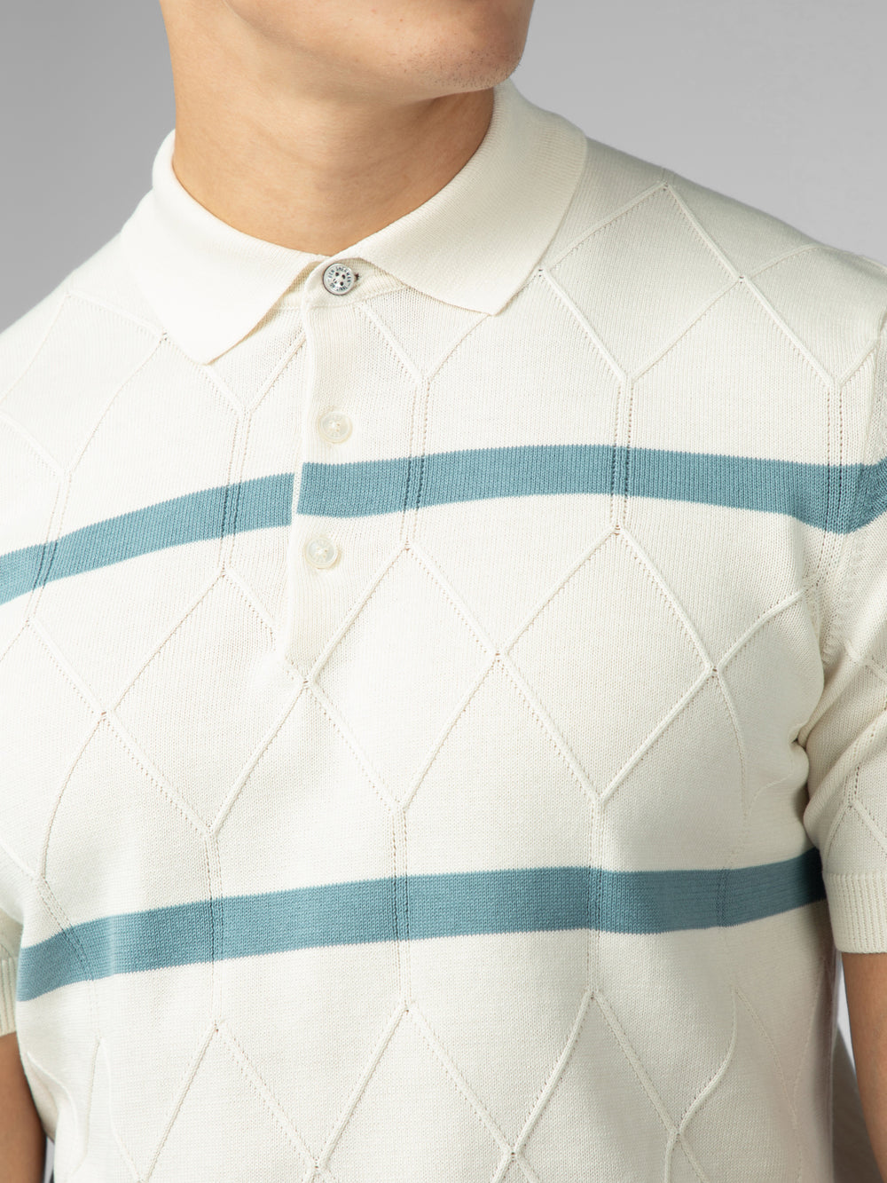 Ben Sherman Signature Argyle Stripe Polo Knitwear White | FLTU36172