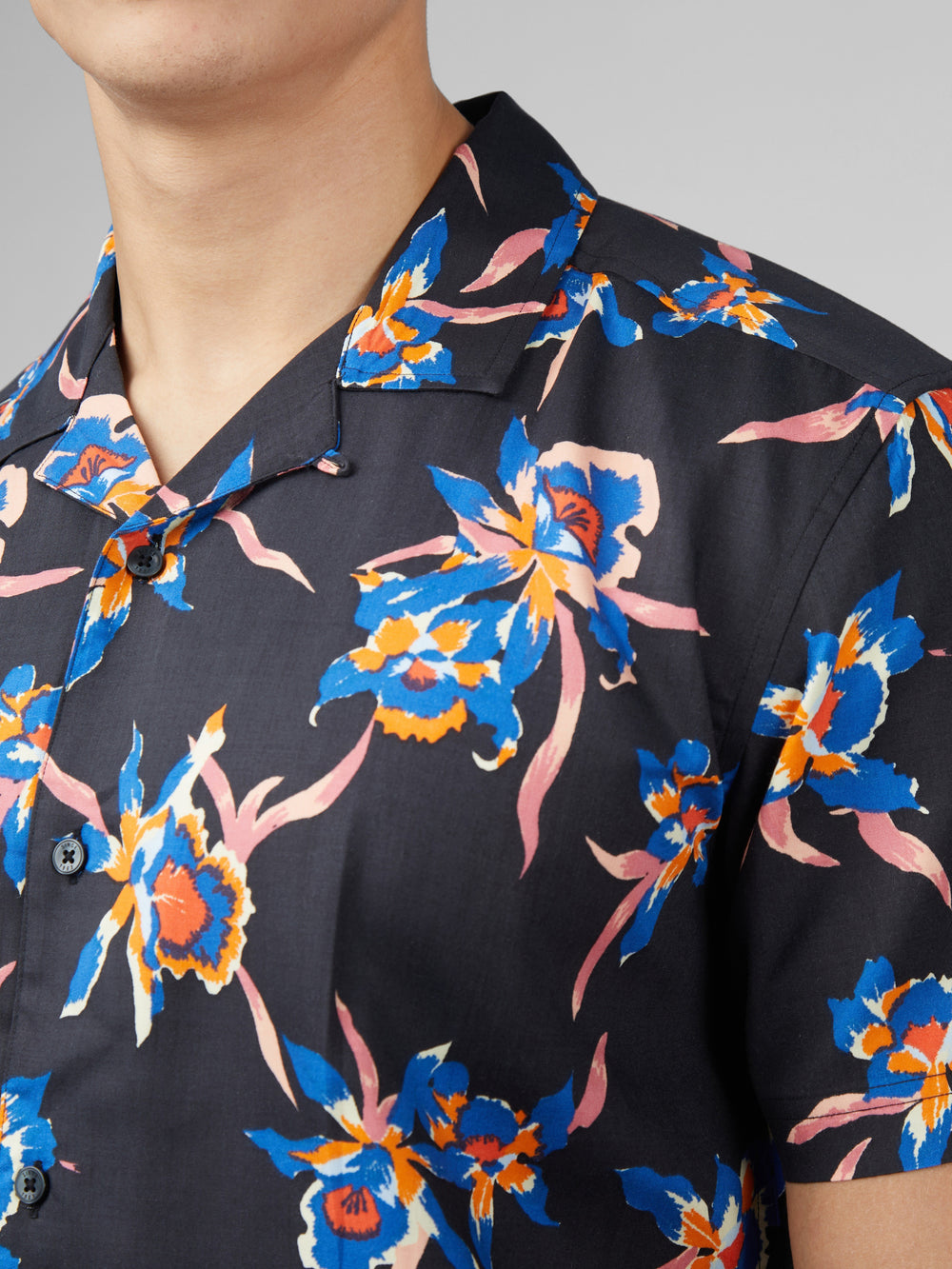 Ben Sherman Signature Botanical Print Shirts Black | DYKL24317