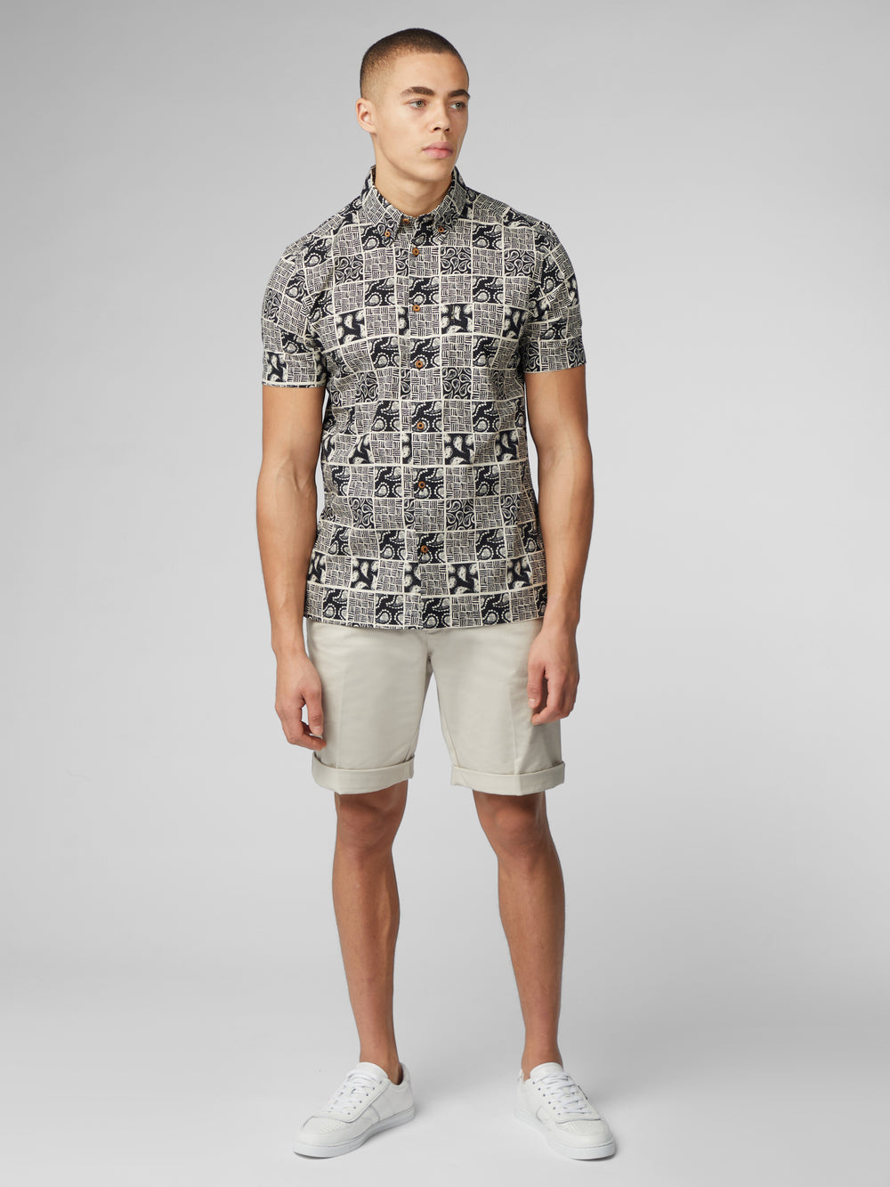 Ben Sherman Signature Checkerboard Paisley Print Shirts Black | UACK80371