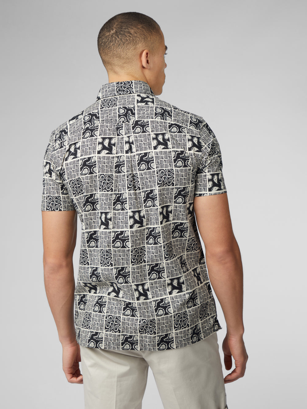 Ben Sherman Signature Checkerboard Paisley Print Shirts Black | UACK80371